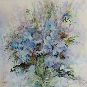 Ir��n Csap��-Blue still life-Oil on canvas - 70x70